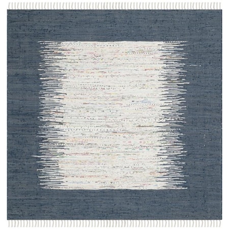 Safavieh Montauk Hand Woven Square Rug- Ivory - Navy- 4 x 4 ft. MTK711L-4SQ